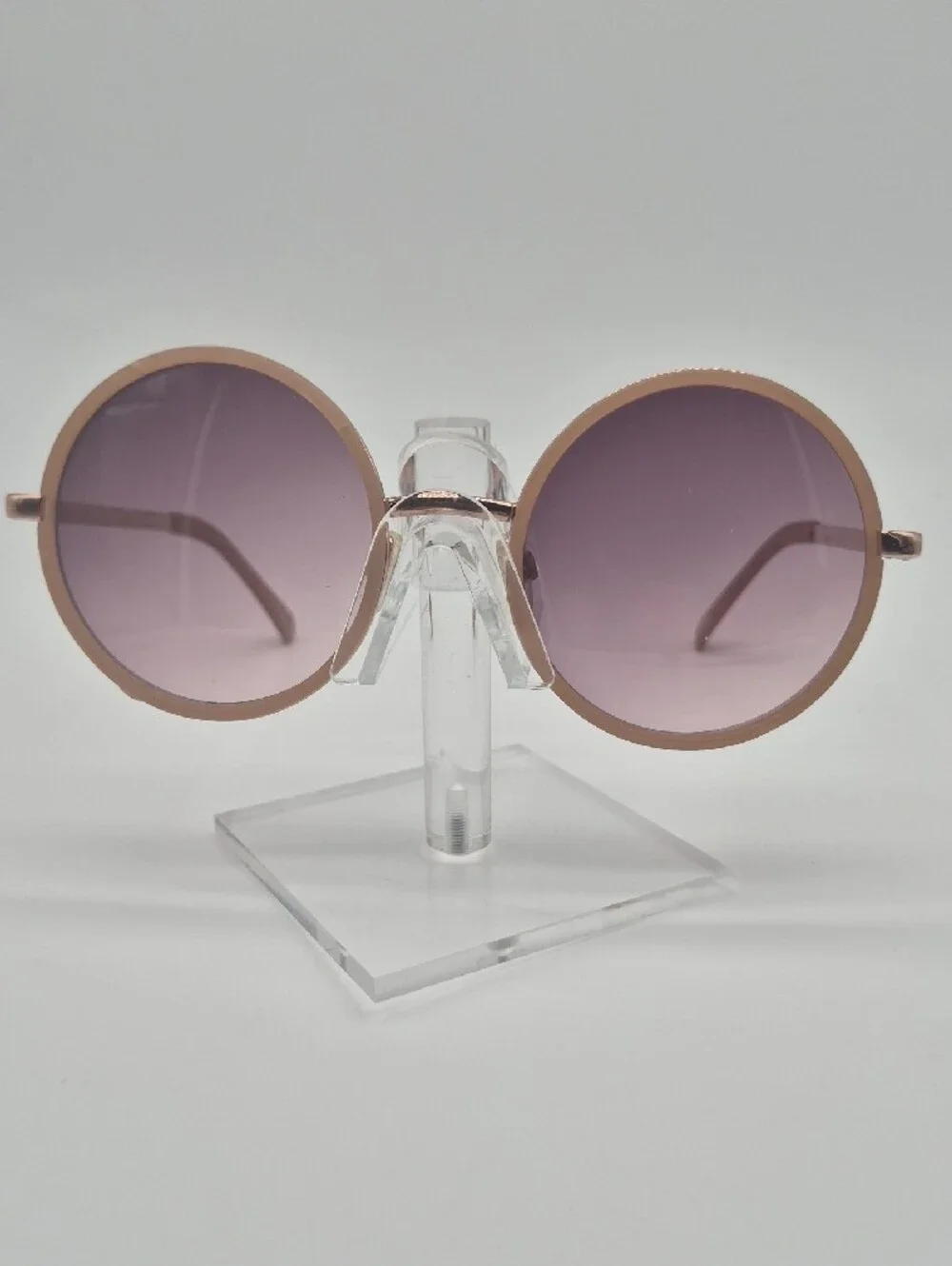H&M Rose Gold Round Sunglasses with Purple Lenses